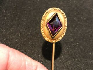 Antique Art Deco Or Victorian Hat Or Stick Pin With Purple Stone
