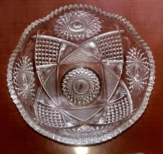 Antique Crystal Punch Bowl & 12 Cups Set EAPG Duncan 40 Pattern Glass STARBURST 2