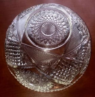 Antique Crystal Punch Bowl & 12 Cups Set EAPG Duncan 40 Pattern Glass STARBURST 3