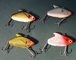 4 Vintage Heddon Sonic Fishing Lures 9385 Shad,  Perch,  Red Head