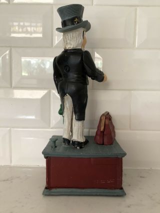 Rare Vintage Uncle Sam Heavy Cast Iron Mechanical Bank In 3
