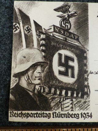 German WW2 Post Card NSDAP 1934 Nurnberg Rally Rare Card 2