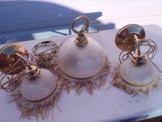 Rare Vintage Mid - Century Smoke Glass Fancy Hanging Light Fixture,  Wall Sconce Fix