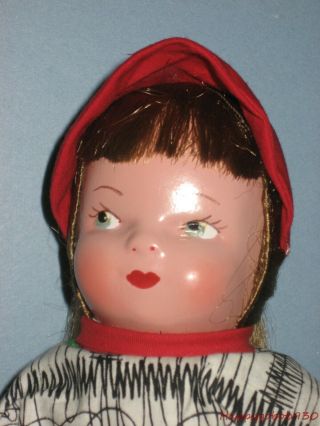 Vintage 1940 - 50s 17 Inch Cloth Doll With Celluloid Face Made In Hungary