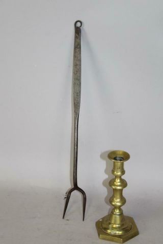 A Rare Early 18th C England Wrought Iron Tasting Fork In Great Old Surface
