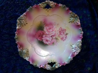 Antique Rs Prussia.  Porcelain Handled Serving Platter 9 1/2 "