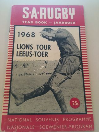 Very Rare British Lions V South Africa 3rd Test 1968 Rugby Programme