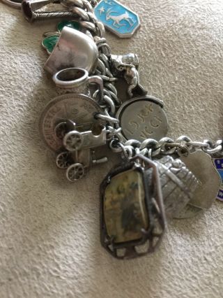 Rare Vintage Heavy Silver Charm Bracelet Chain With Loads Of Charms Opening Etc 2