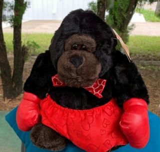 Rare Vintage Dan Dee Black Gorilla Boxer Boxing Gloves Plush Stuffed Animal Toy
