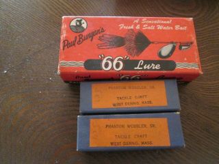 3 Vintage Fishing Lures With Correct Boxes Paul Bunyan,  Tackle Craft