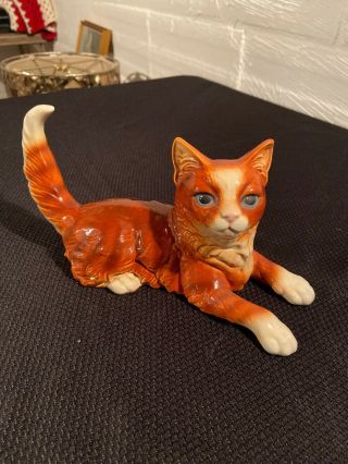Rare Orange With Blue Eyes 10 Inch Goebel 31 Cat Figurine
