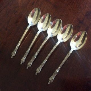 Vintage Set Of 5 Apostle Epns Silver Plated Tea Spoons