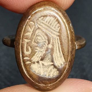 Old Rare Unique Ring With King Face Seal Intaglio 30