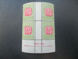 Australian Pre Decimal Stamps: Postage Dues Imprint Block - Rare (-)