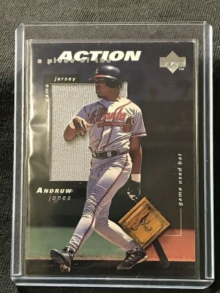 Ultra Rare 1998 Upper Deck A Piece Of The Action Game Jersey Andruw Jones /225