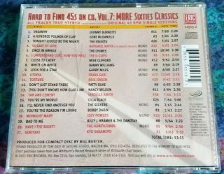 Hard To Find 45s On CD Volume 7: More 60 ' s Classics (Eric Records,  2001) RARE 2