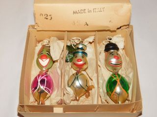 Vintage Antique Italian Italy Glass Clown Christmas Ornaments Rare Ones