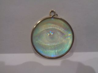 Rare Vintage 1980s Hologram Lucky Eye Pendant Festival Necklace