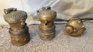 Antique Auto - Lite Mining Vintage Universal Lamp Co Carbid Containers Lanterns