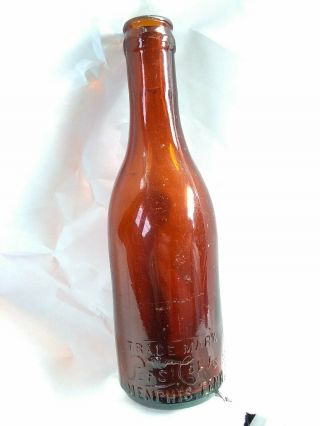 Rare Amber Straight Sided Pepsi Cola Bottle,  Memphis Tn Tenn Thin Script