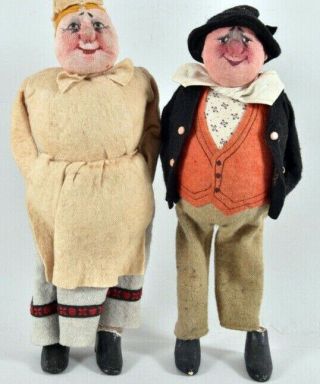 X,  Rare German Antique Kammer & Reinhardt Cloth Character Dolls Country Couple