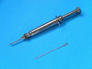 Antique Randall - Faichney Viking Metal Lead Syringe Medical Surgical Instruments