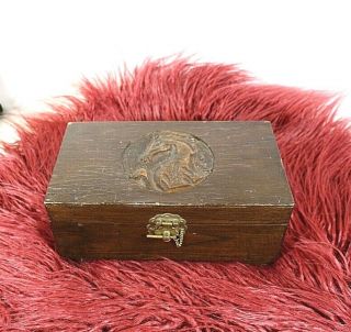 Vintage Horse Carved Wooden Box Chest Jewelry Trinket Unique Hand Carved Decor