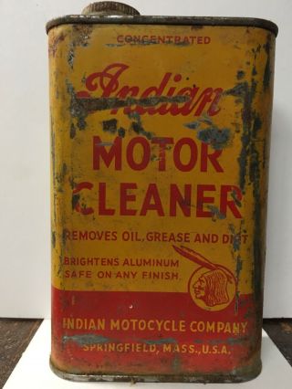 Indian Motor Cleaner,  Vintage.  Tin Can.  Still Has Liquid Inside,  Probably 1/4.