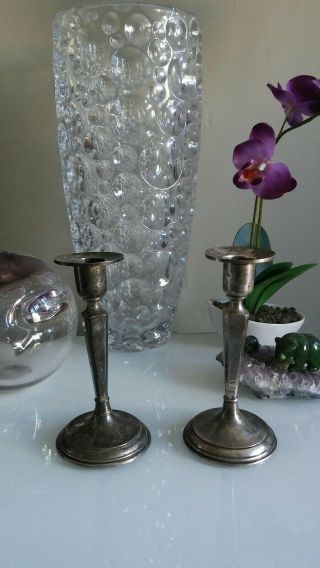 Vintage Sterling Silver Candle Sticks 6 1/8 " In Height 255.  9 Grams