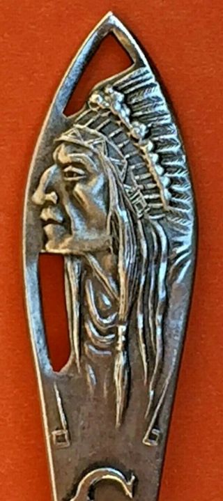 Stunning Indian Chief Chicago Illinois Sterling Silver Souvenir Spoon