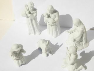 Rare Vintage 1987 Enesco 6 Piece Porcelain Figurines Christmas Nativity Set