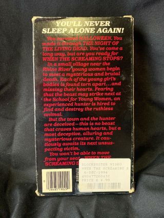 When The Screaming Stops Vintage 1974 VHS B Movie RARE Horror RWS Blockbuster 2
