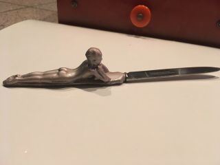 Nuart,  Deco Nude Girl Letter Opener Withstainless Steel Blade.  1920s