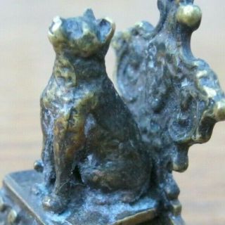 Gorgeous Cold Miniature Vienna Style Bronze Of A Regal Cat Sat Upon A Throne
