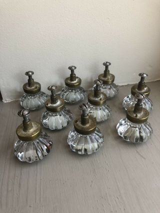 Antique/vintage Glass & Brass Drawer Pulls