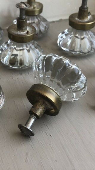 Antique/Vintage Glass & Brass Drawer Pulls 3