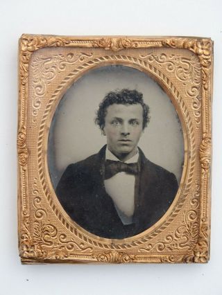 1850s Antique 1/6 Plate Ambrotype Portrait Distinguished Gentleman