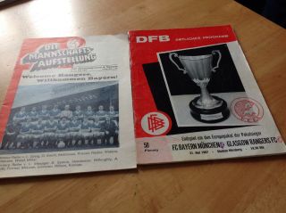 1967 Bayern Munich V Glasgow Rangers,  2 Rare Match Programmes From Uefa & Bayern