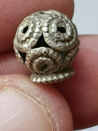 Extremely Rare Ancient Silver Vikings Pendant Supeb Detail.  1,  5 Gr.  11,  2 Mm