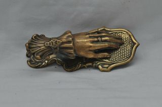 Lovely Rare Vintage Brass Paper Clip In Shape Of Hand By J&e Ratcliff Patentees