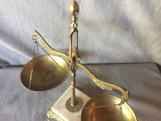 Vintage Brass Balancing Scale of Justice with Marble Base 2