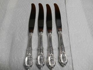4 Wallace Rose Point Sterling Handled 9 1/8 " Modern Hollow Knives No Mono