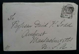 Very Rare 1885 Great Britain Cover Ties 2 1/2d Qv Stamp Charing Cross To Usa