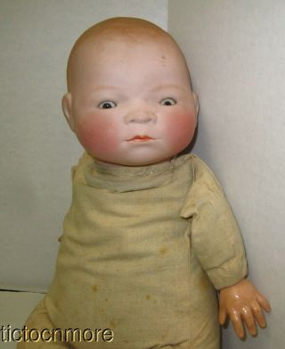 Antique German Borgfeldt Grace S Putnam Bye - Lo Bisque Brown Eye Crier Baby Doll