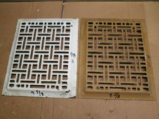 2 Cast Iron Vent Covers Ornate Craftsman/victorian Wall Raised Matching Pair
