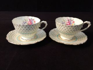 Vintage Paragon Fine Bone China Cup And Saucer Flowers Set Of 2
