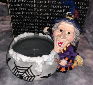 Rare Retired Fitz And Floyd Kitty Witches Brew Candy Bowl 663/114