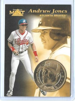 Rare 1997 Pinnacle Andruw Jones Gold Plated Coin & Die - Cut Card 10 Braves