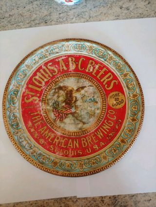 Rare Pre - Pro St.  Louis Abc Beers Tray The American Brewing Co.