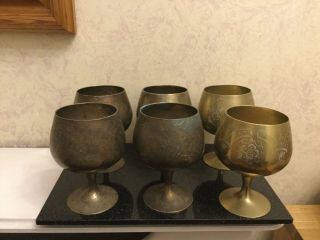 Set Of 6 Vintage Silver Plated Goblets